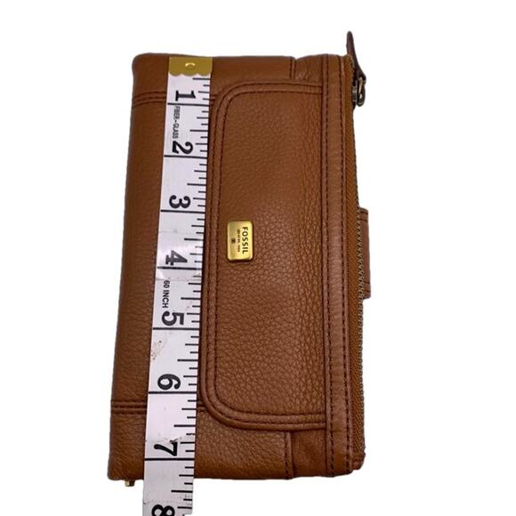 FOSSIL Emma Saddle Brown Soft Pebble Genuine Leather Bi-fold Wallet Clutch - Picture 8 of 10